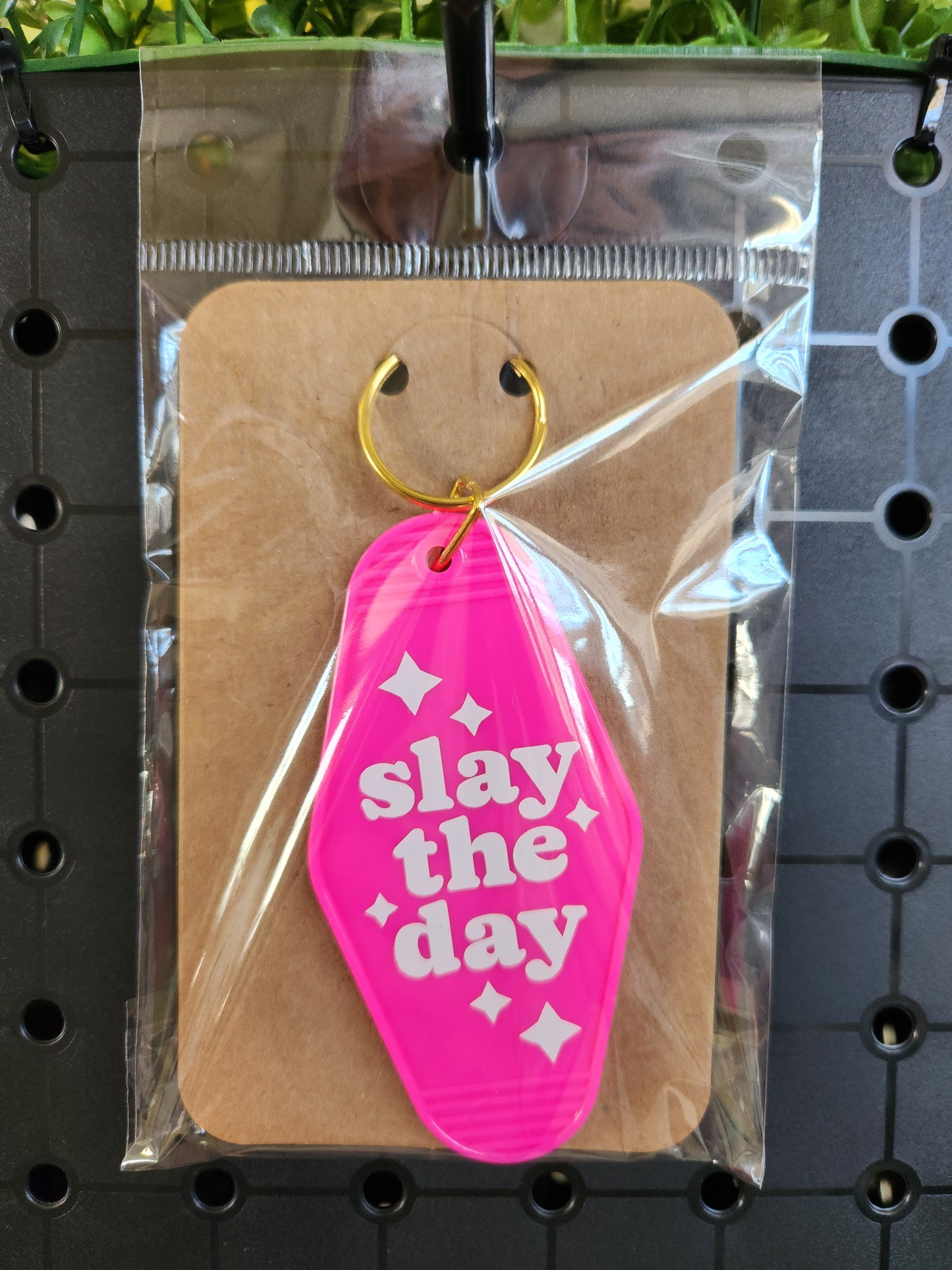 Slay the Day Pink Motel Keychain