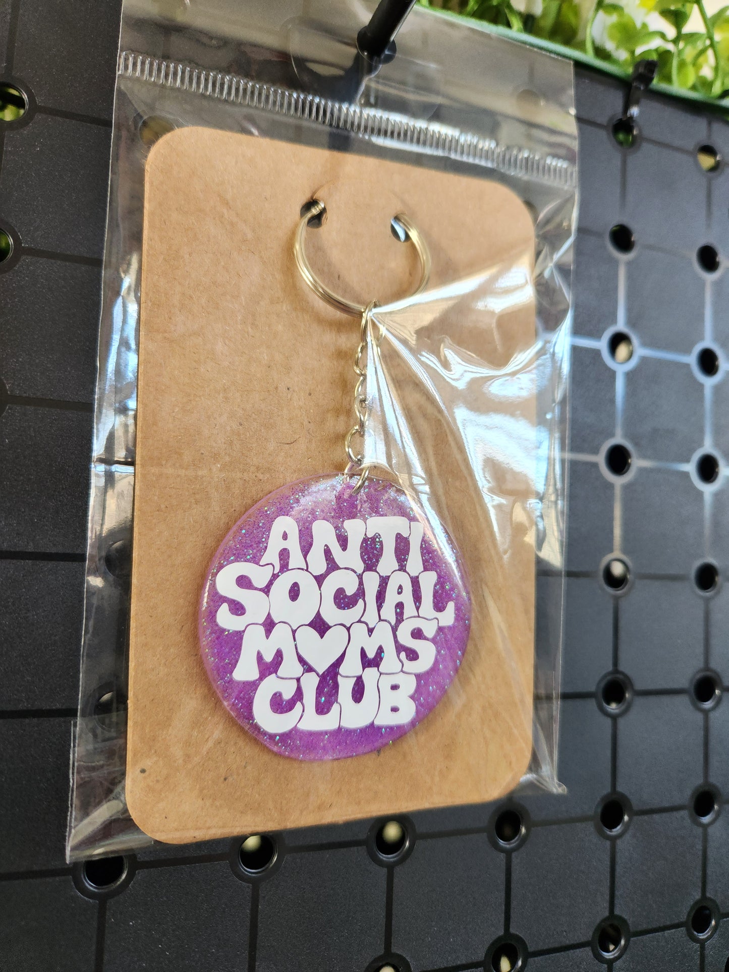 Anti Social Moms Club Circle Keychain With Resin