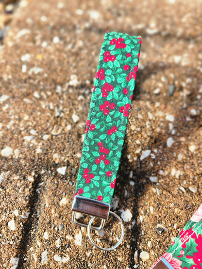 Christmas Hollies Keyfob Wristlet