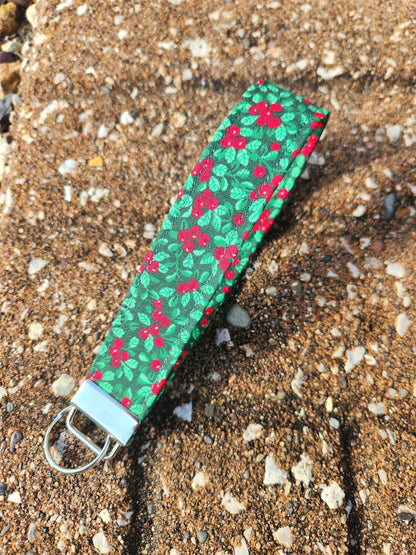 Christmas Hollies Keyfob Wristlet