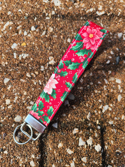 Christmas Poinsettia Keyfob Wristlet