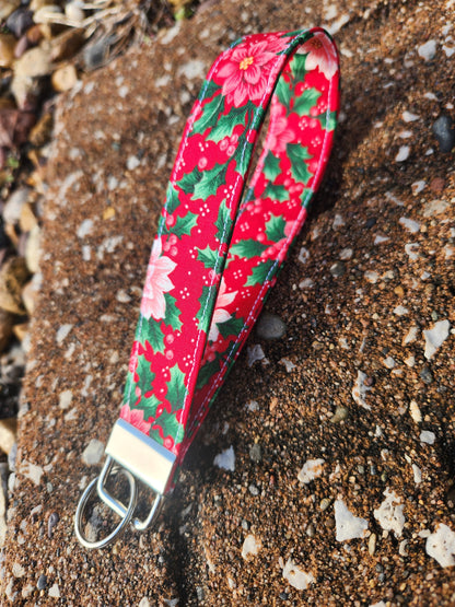 Christmas Poinsettia Keyfob Wristlet