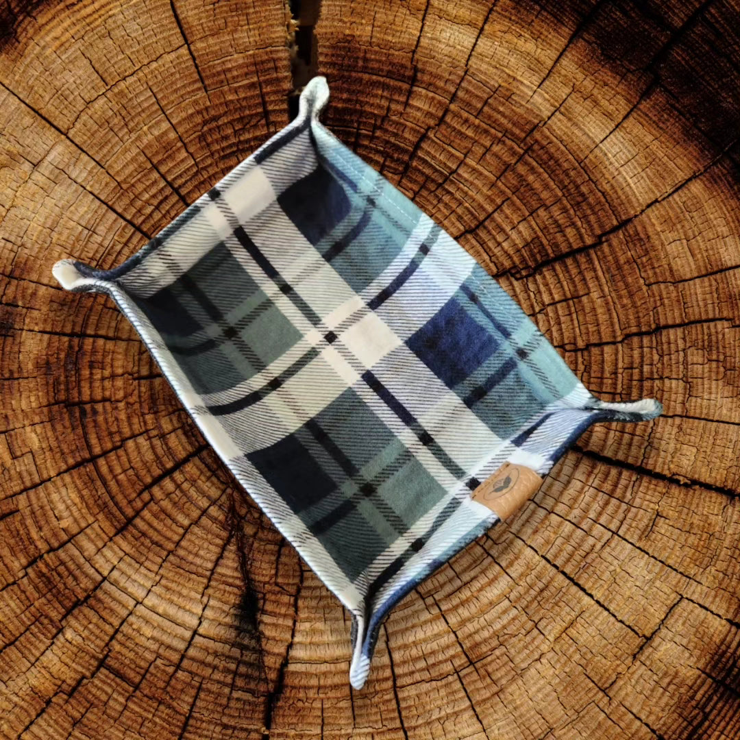 Teal Plaid Valet Tray