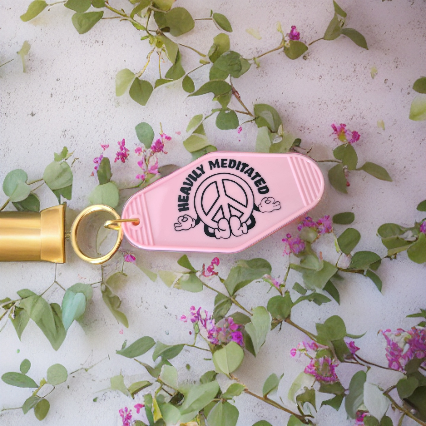 Heavily Meditated Pink Motel Keychain