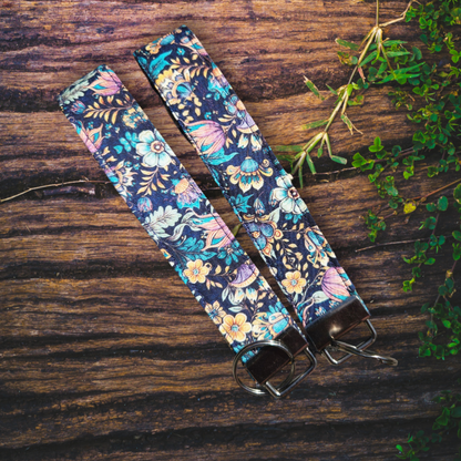 Navy Floral Wristlet Keychain