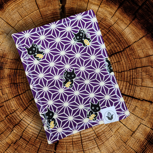 Asanoha Lucky Cats Purple Handkerchief