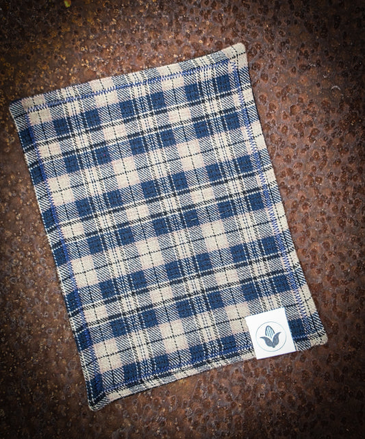 Gray and Navy Plaid Handkerchief