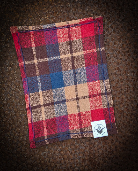 Red, Navy, and Tan Plaid Handkerchief