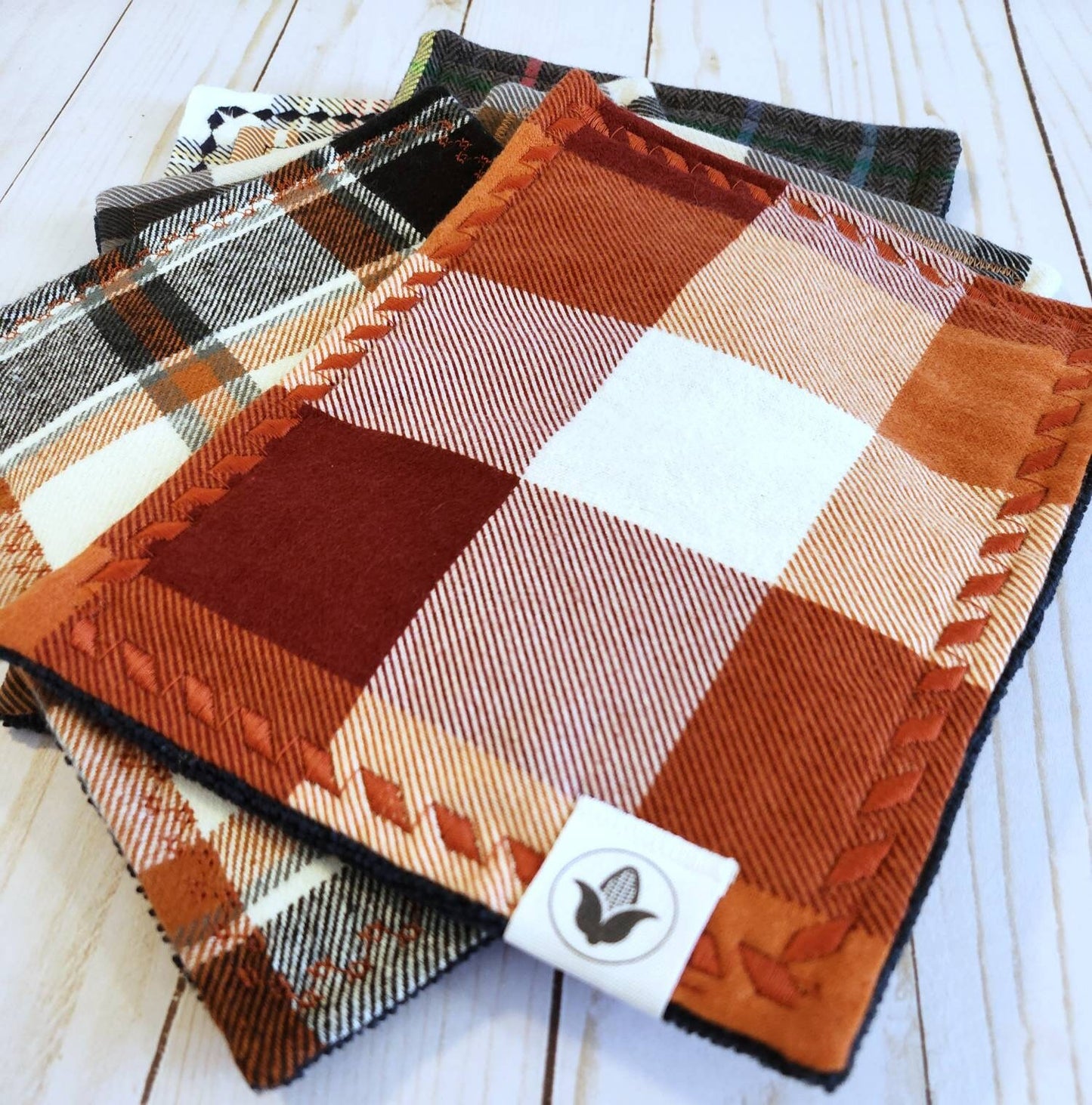 Orange & Burgundy Plaid Handkerchief